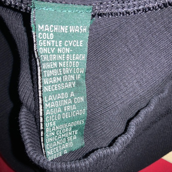 Lauren Ralph Lauren Black cotton Ribbed knit pocket Tee Sz LP logo short sleeve - Picture 5 of 5